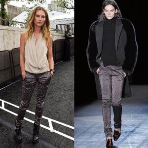 ALEXANDER WANG Glitter Drainpipe Silver Metallic Skinny Pants Trousers
